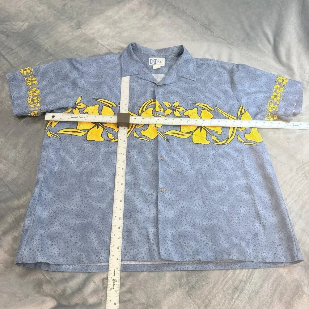 Vintage RJC Hawaiian Floral AOP Button Down Blue Sz 3XL Made in Hawaii USA Retro - Picture 5 of 9